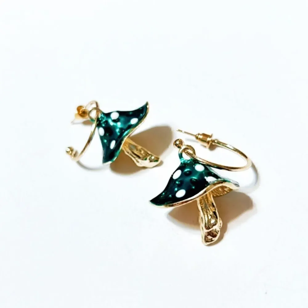 Mushroom  hoop  earrings  M130
